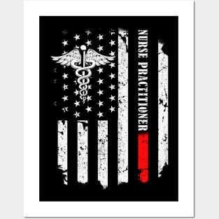 Nurse Practitioner Flag American Vintage - NP USA Flag Posters and Art